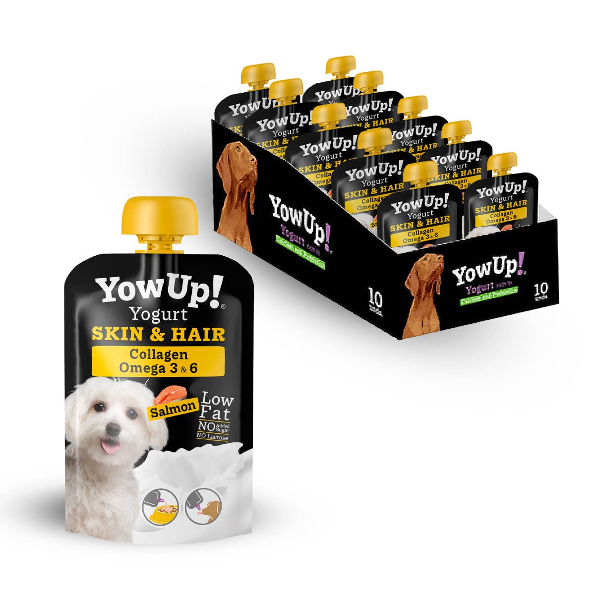 B&W Werbeartikel GmbH - Doggyroller - YowUp Yogurt huid en haar voor honden (verpakking van 10) - 0% vet
