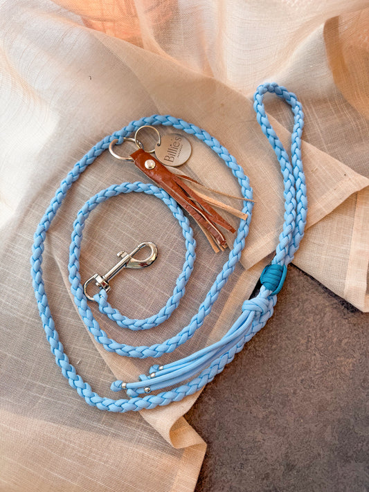 Blauwe gevlochten leash