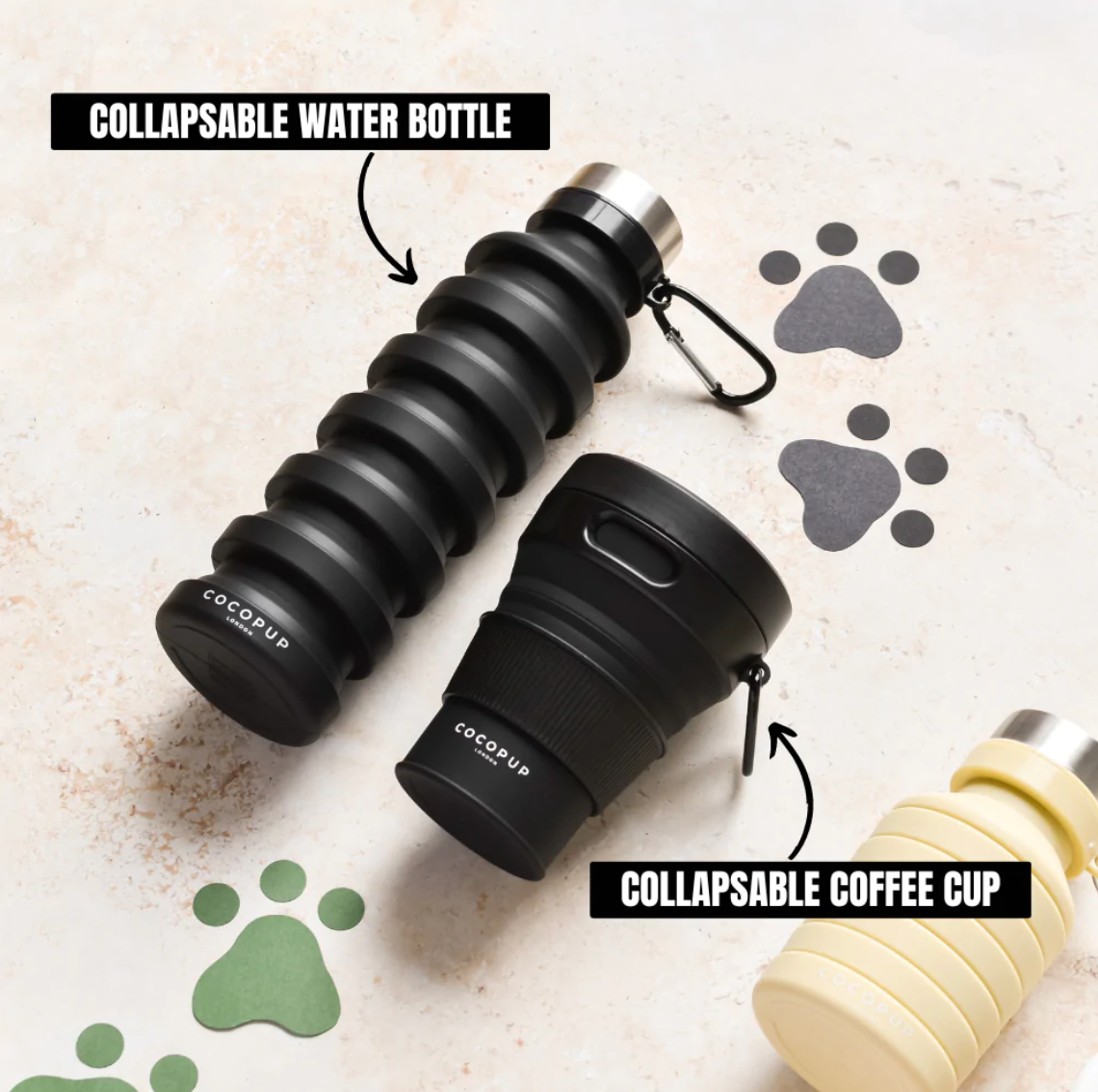 Cocopup London - Inklapbare koffiebeker - zwart