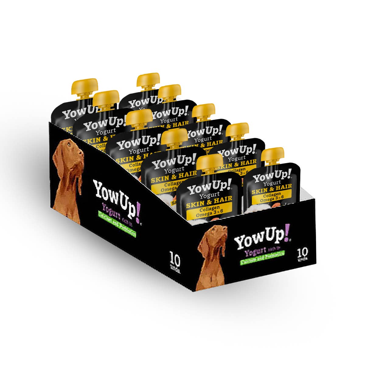 B&W Werbeartikel GmbH - Doggyroller - YowUp Yogurt huid en haar voor honden (verpakking van 10) - 0% vet