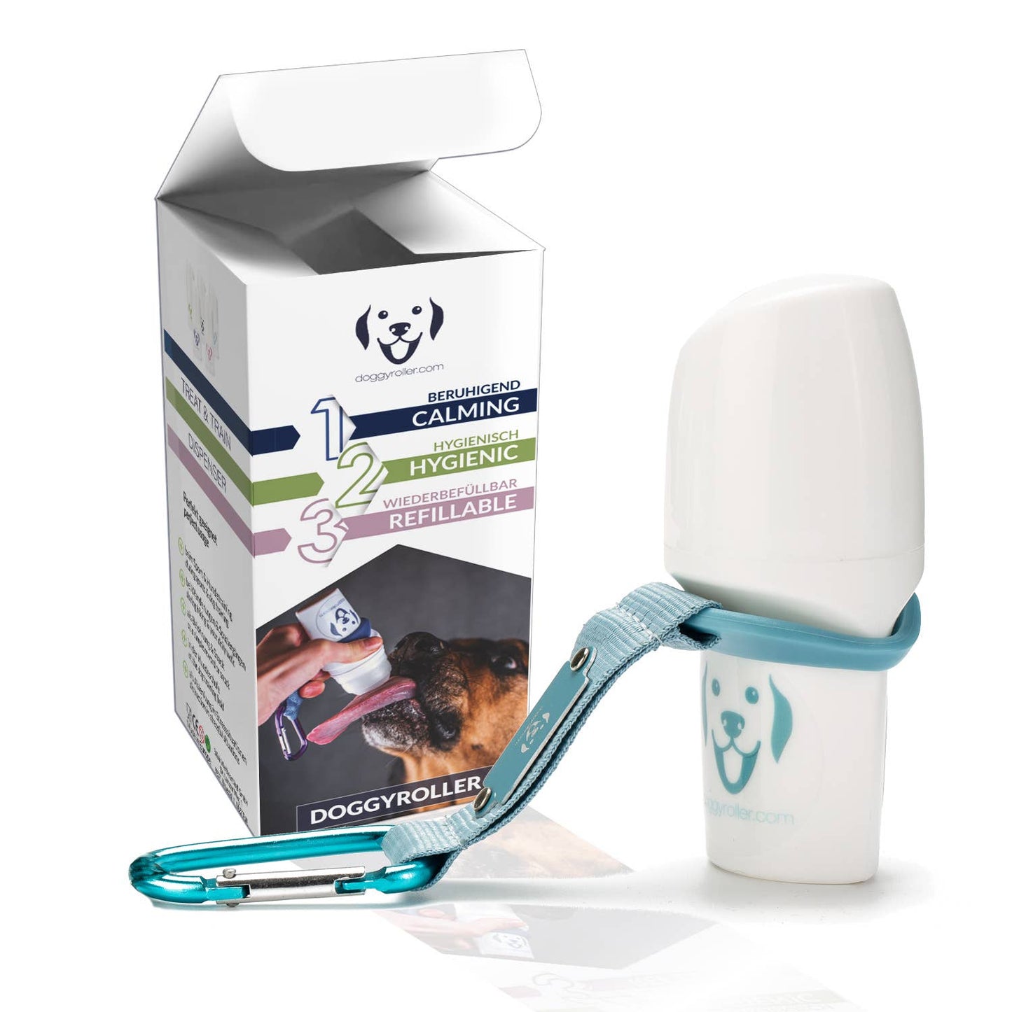 B&W Werbeartikel GmbH - Doggyroller - DOGGYROLLER met karabijnhaakhouder turquoise - kalmerend en smakelijk