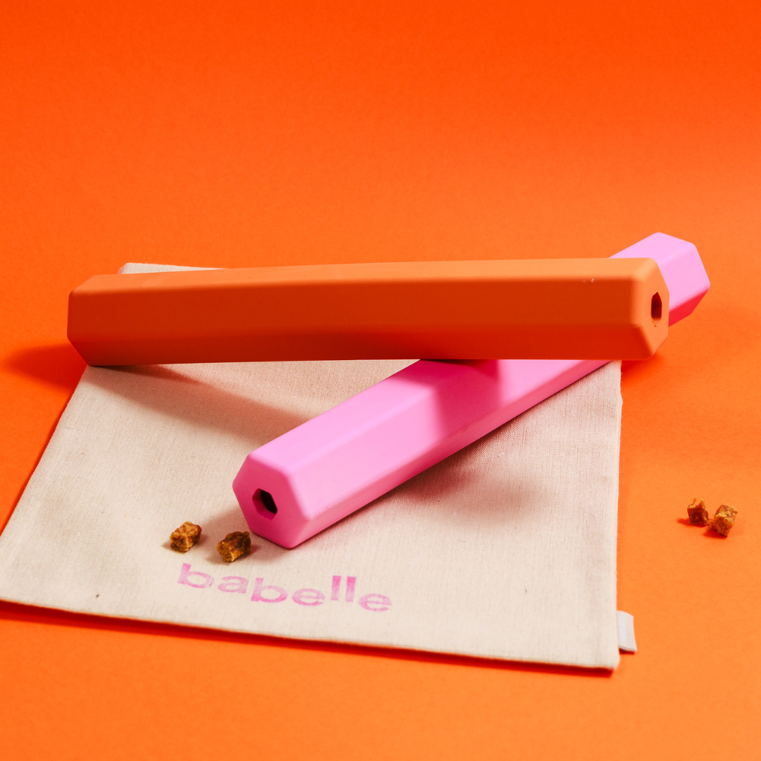 Babelle For Dogs - The Treat Tube - interactief speeltje voor honden - oranje