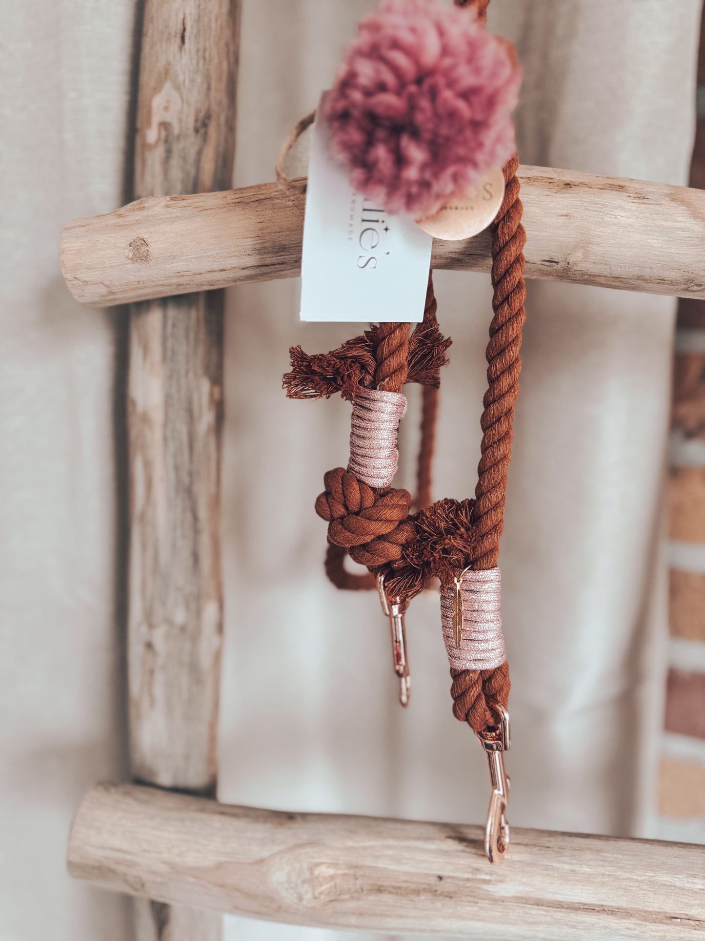 Hand free leash brown - rose