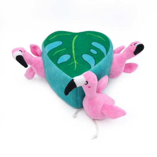 Zippy Burrow – Flamingos in Monstera