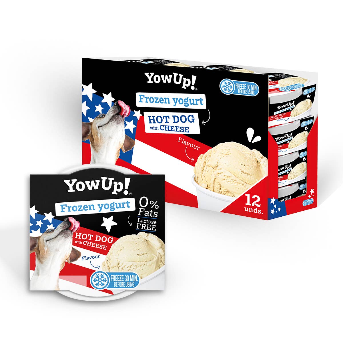 B&W Werbeartikel GmbH - Doggyroller - YowUp ijscrème-yoghurt hotdog-kaas (12 stuks) - 0% vet